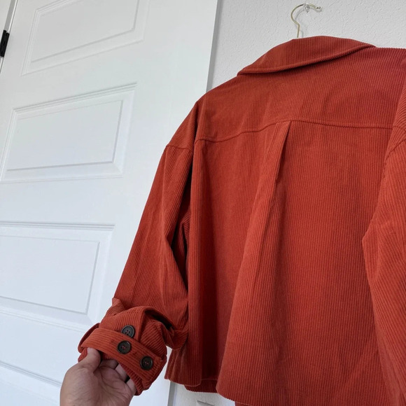 Anthropologie Avec Les Filles Relaxed Corduroy Shacket Pumpkin Fall Rust Sz L - Picture 11 of 14